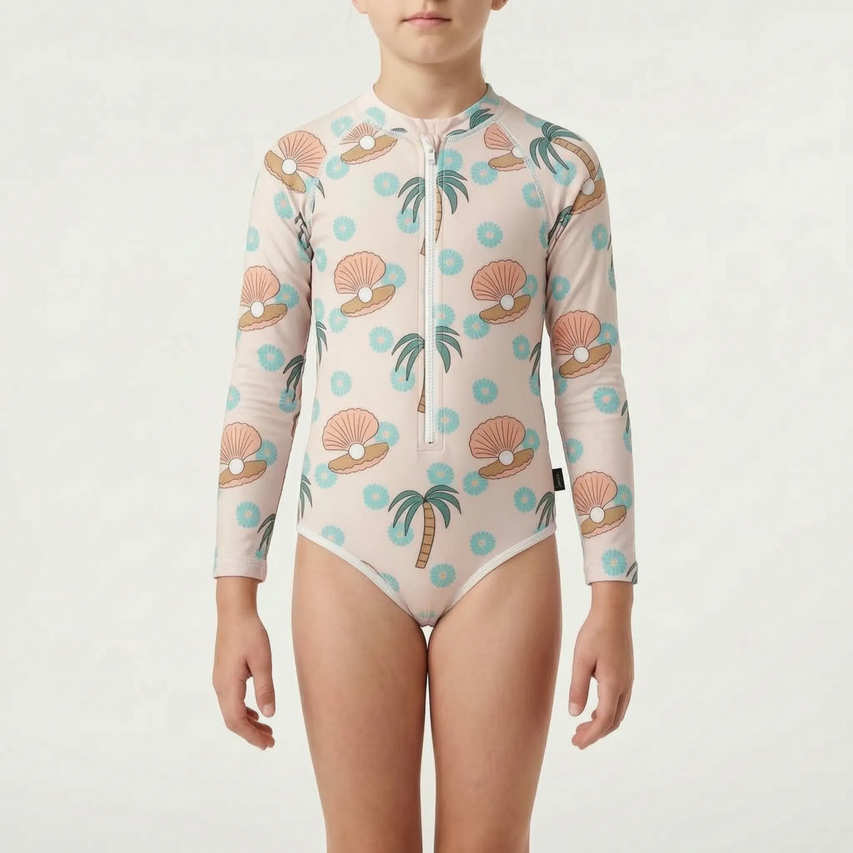Long-Sleeve Swimwear for Children with Sun Protection Features