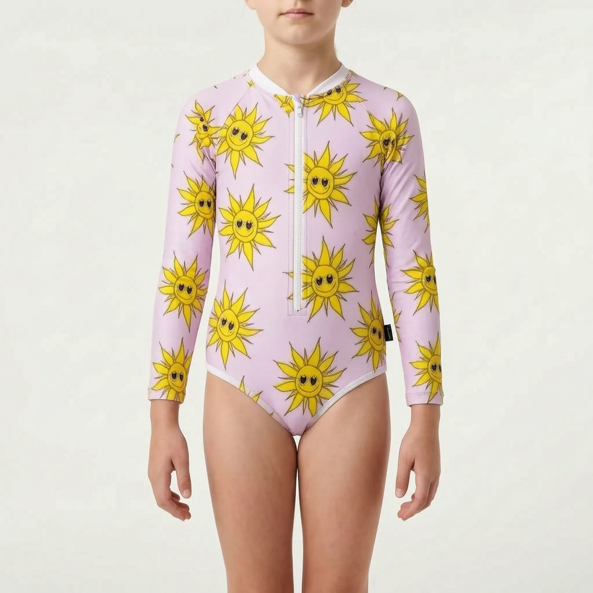 Long-Sleeve Swimwear for Children with Sun Protection Features