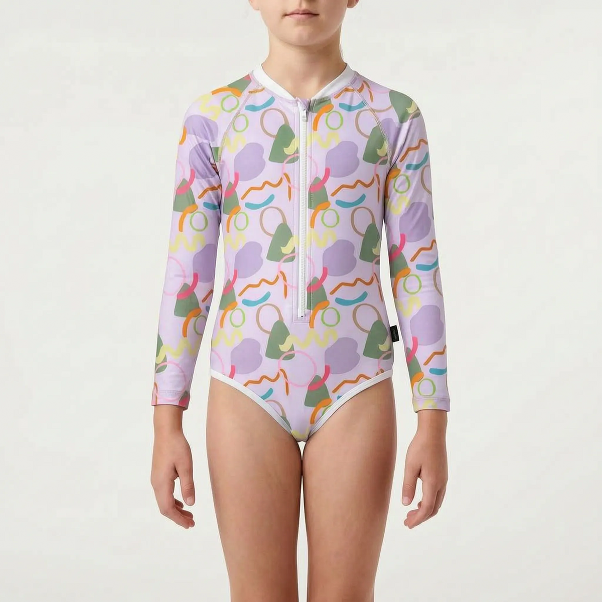 Long-Sleeve Swimwear for Children with Sun Protection Features