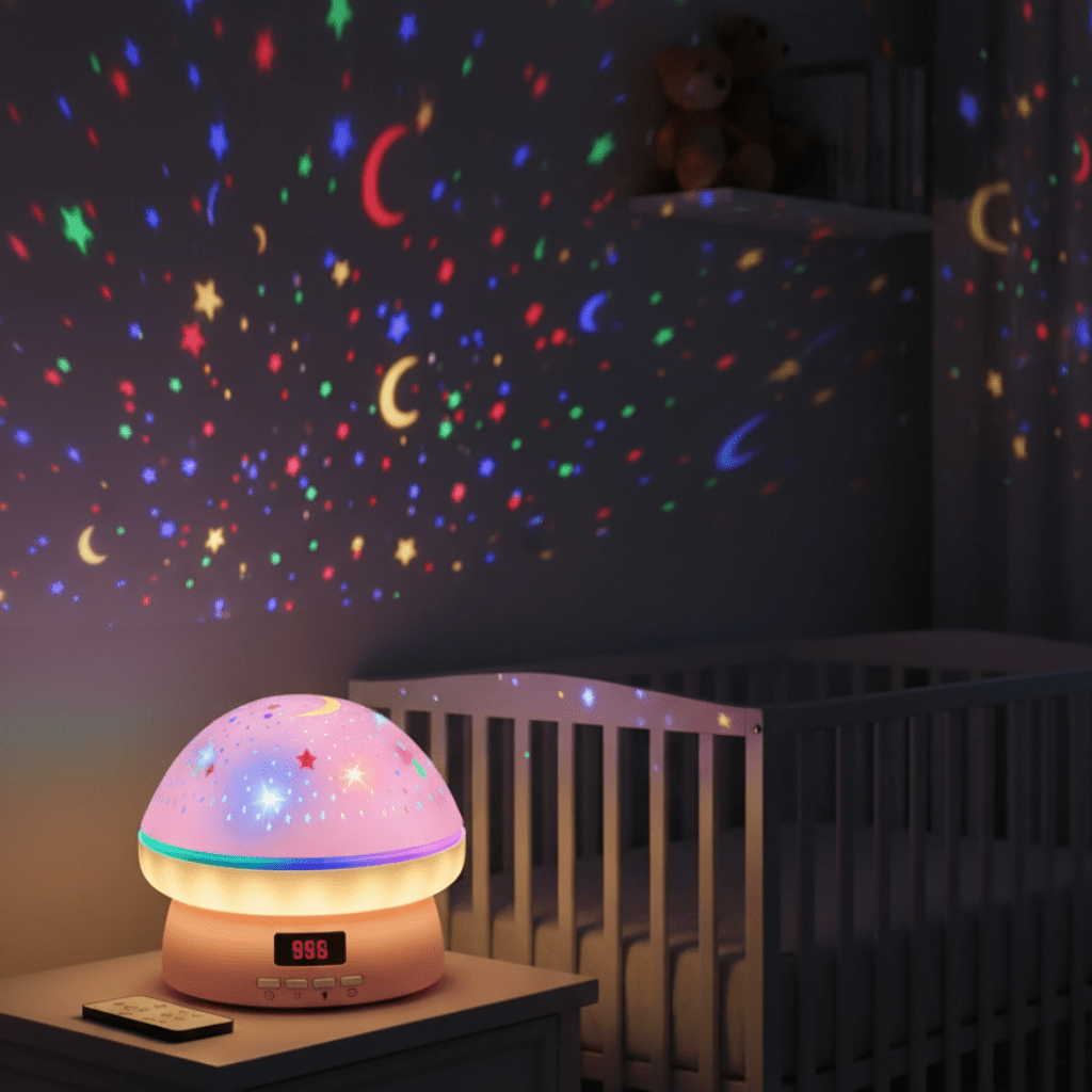 Star Projector Night Light for Kids – Magical Mushroom with Timer