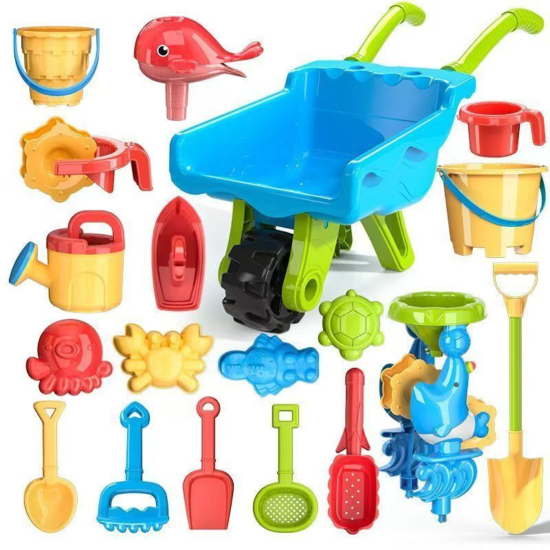 Play Set for Kids - Outdoor Beach Wheelbarrow and Sand Tools