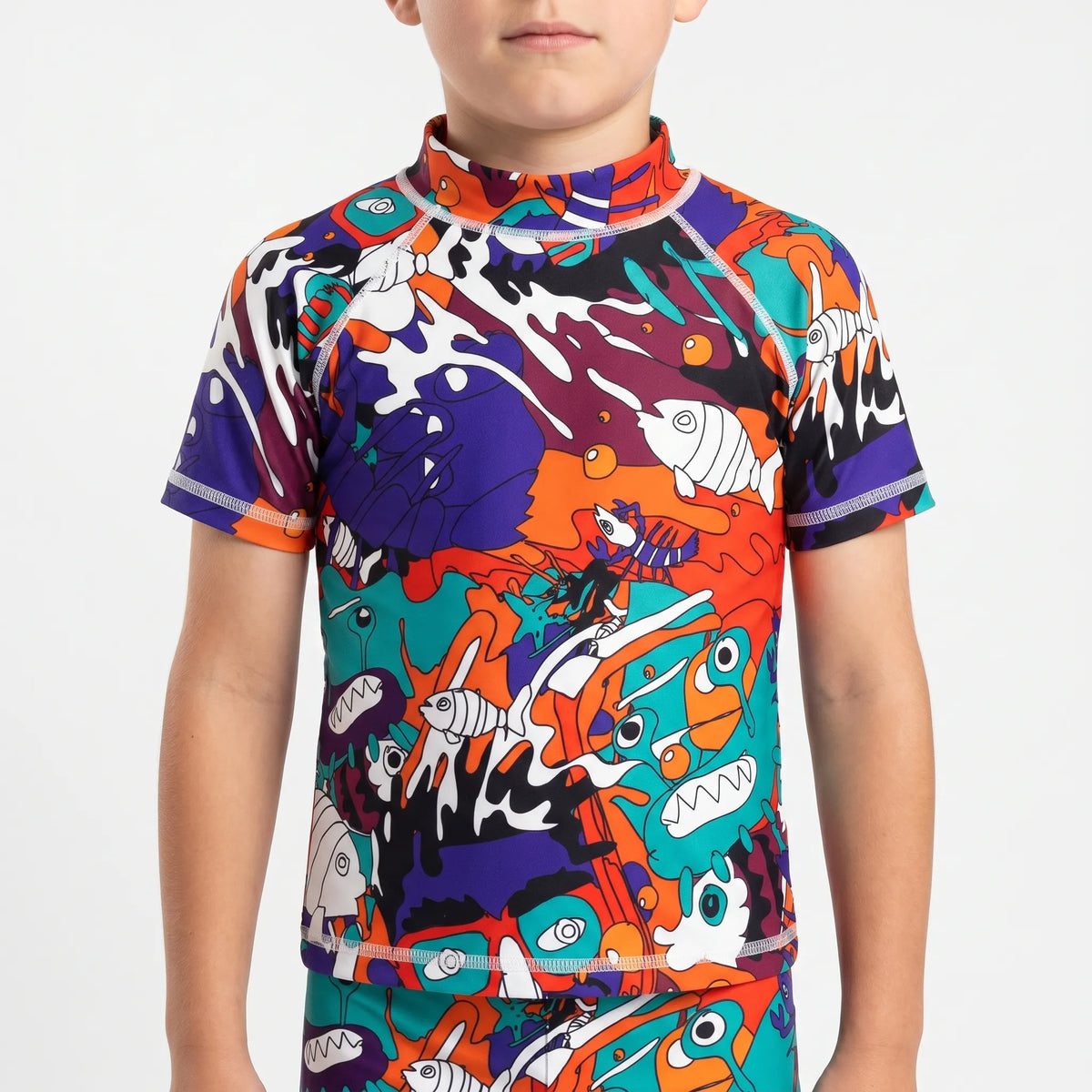 Short-Sleeve Rash Guard for Children – Ideal for Beach and Pool Fun