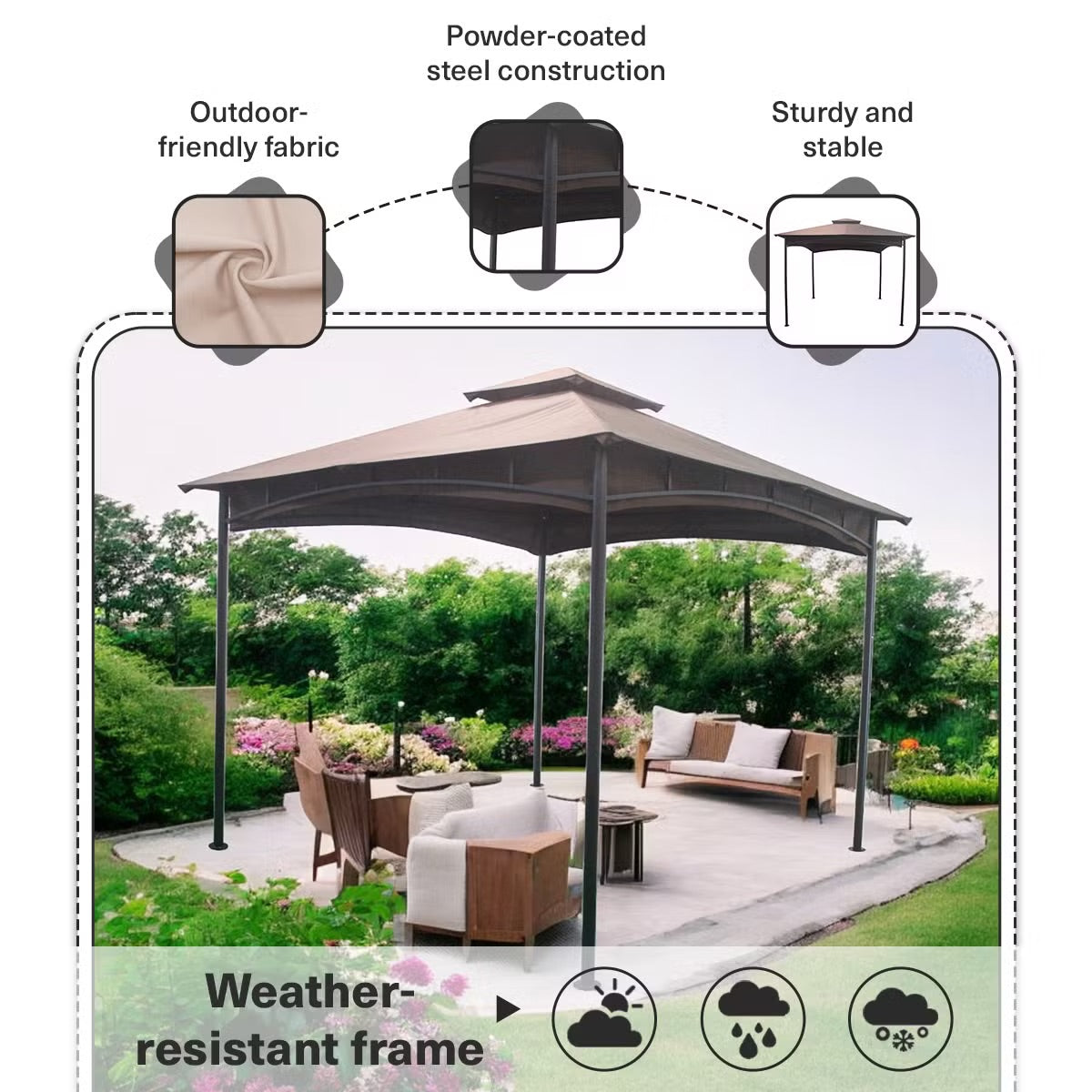 Hochwertiges 3x3m Gartenpavillon aus Stahl – Wetterbeständige Überdachung