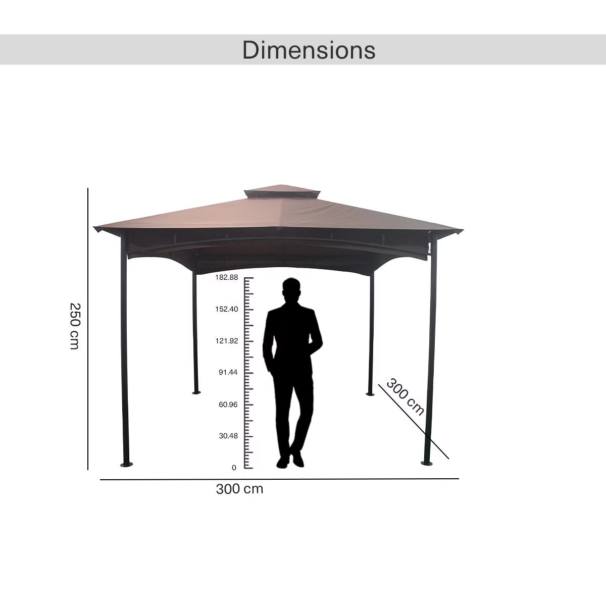 Hochwertiges 3x3m Gartenpavillon aus Stahl – Wetterbeständige Überdachung