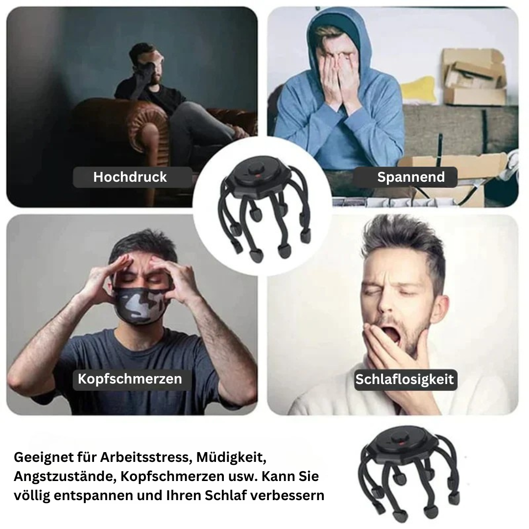 Tragbarer Kopf-Massager zur Stressreduktion und Haarausfallprävention