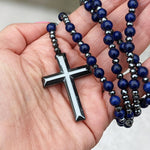Spiritueller Anhänger mit Tigerauge und Lapislazuli – Rosenkranz für Männer