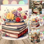 3D Kaffeetasse mit kunstvollem Blumenmuster - Geschenk für Bücherliebhaber