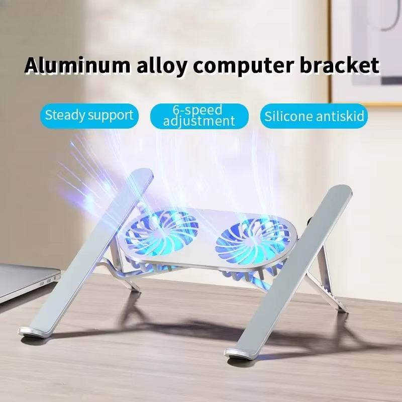 Faltbarer Laptopständer mit 360° drehbaren Lüftern und höhenverstellbar