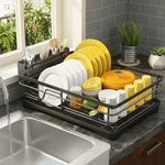 Spacious Dish Drying Rack with Built-in Drip Tray for Kitchen
