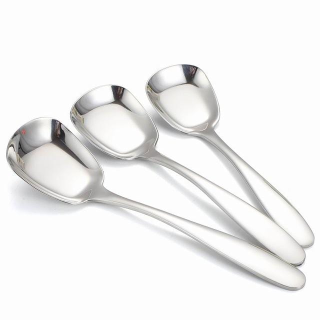 3-teiliges Set Servierlöffel aus Edelstahl mit flachem Boden