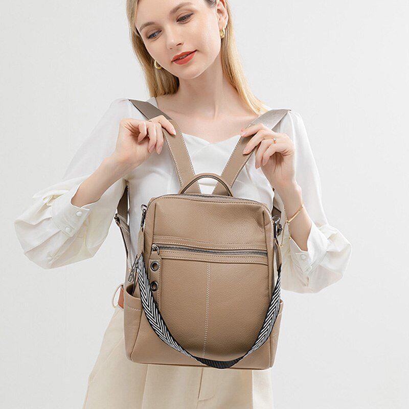 Elegant genuine leather backpack for stylish adventures