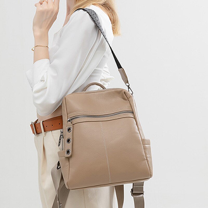 Elegant genuine leather backpack for stylish adventures