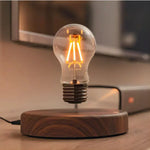 Floating Light Bulb on Walnut Stand for Home Decoration