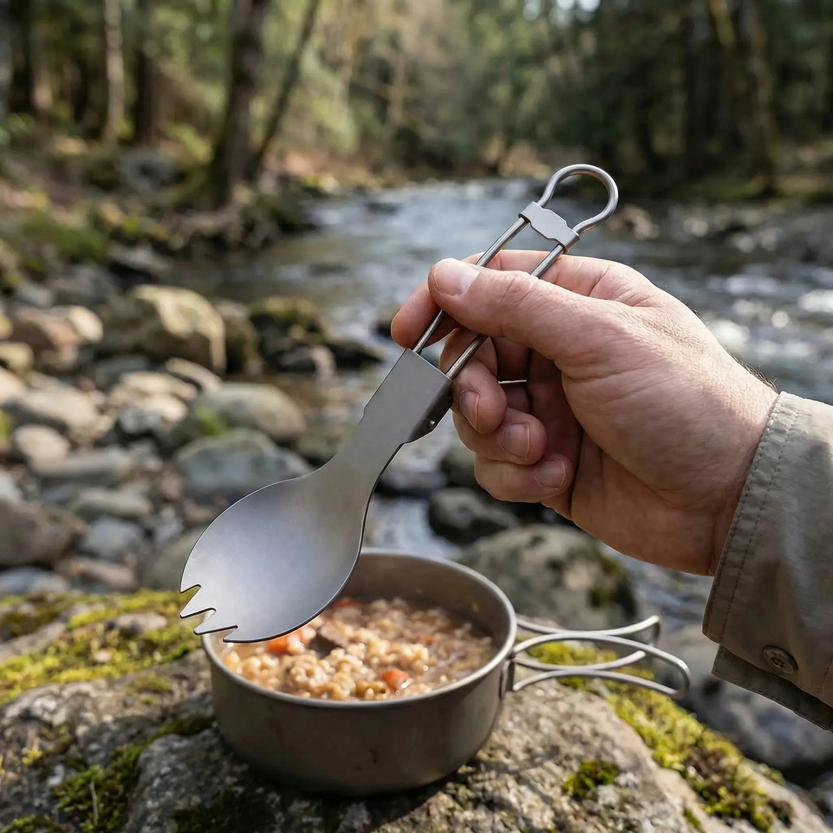 Titanium Spork for Camping and Hiking - Foldable Unisex Design