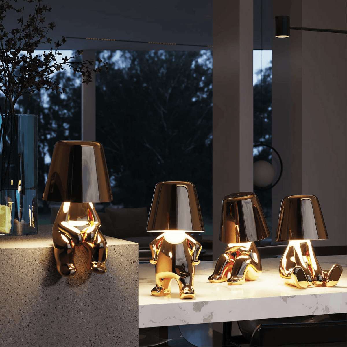 Creative Table Lamp - Cordless Sculpture Light with Dimmer