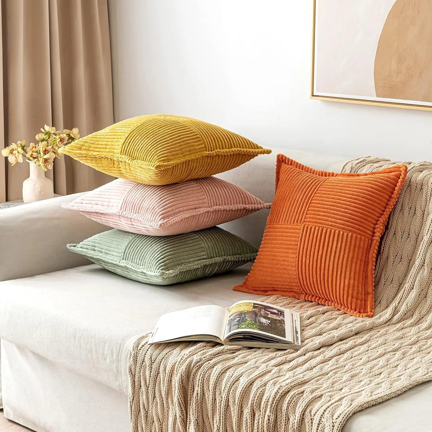 Stylish Striped Pillowcases in Modern Boho Style for Your Home