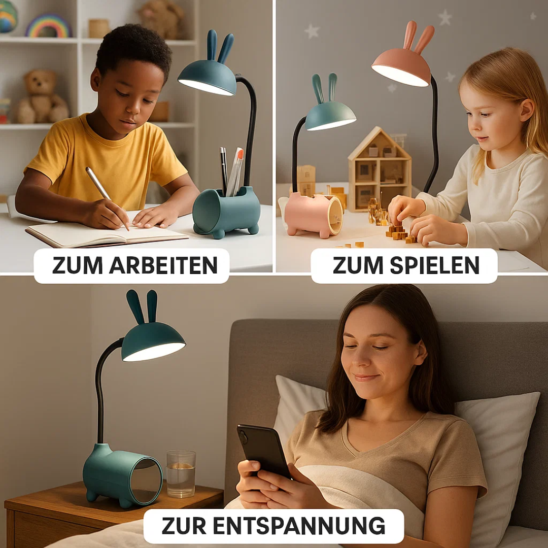 Verspielte LED-Tischlampe mit integriertem Stifthalter