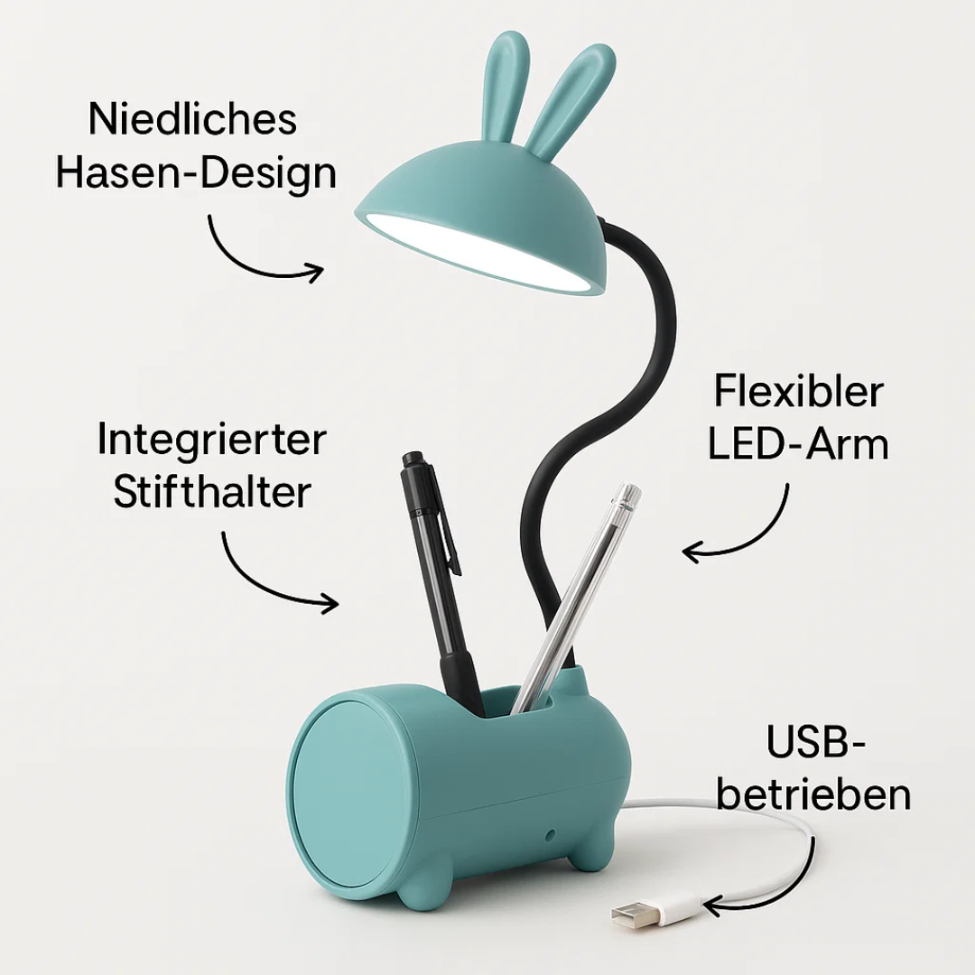 Verspielte LED-Tischlampe mit integriertem Stifthalter