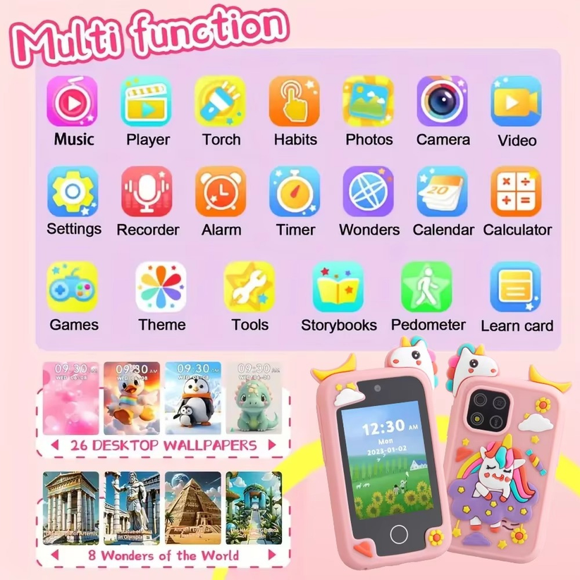 Interactive learning toy in a smartphone design for children