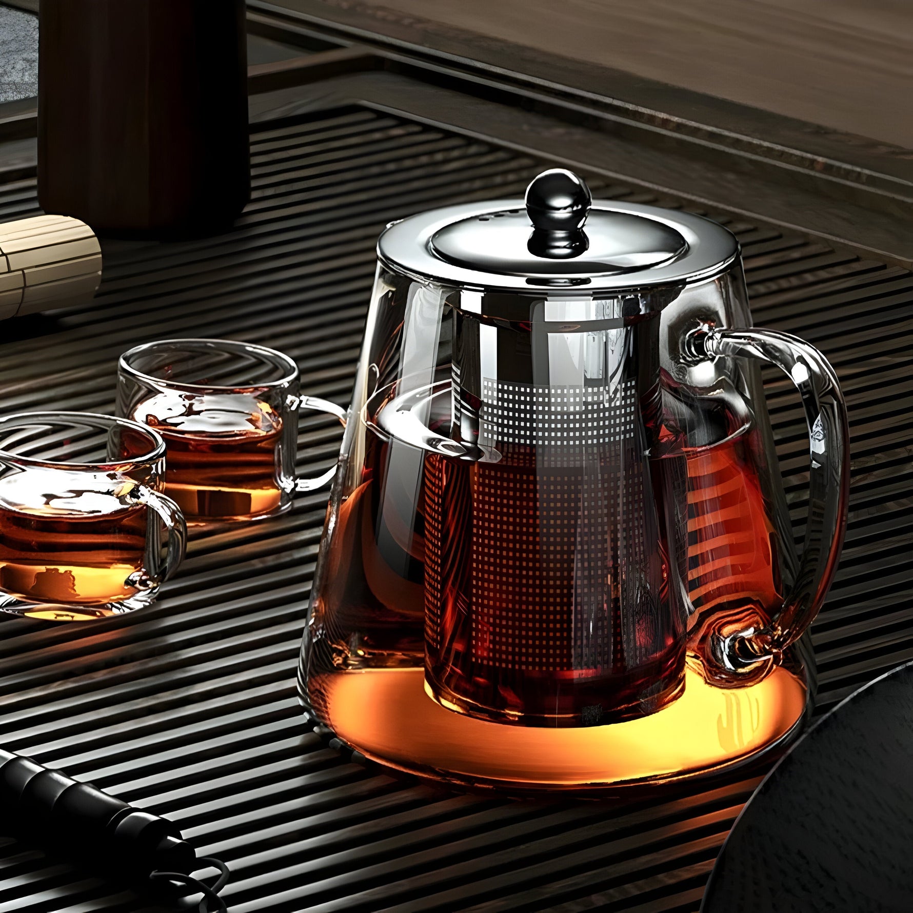 Hitzebeständige Glaskanne mit Edelstahlfilter - CrystalBrew Becher