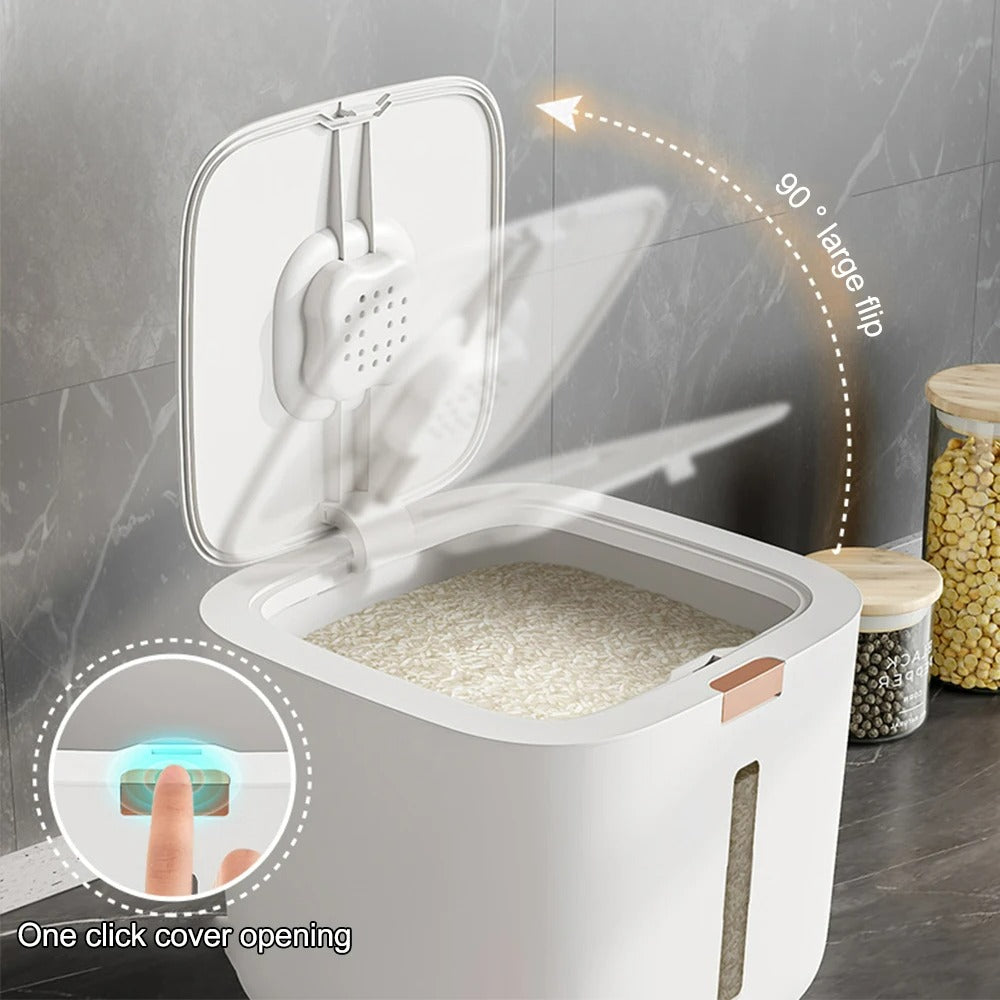 Luftdichte Aufbewahrungsbox mit Messbecher für Reis und Getreide (5 oder 10 kg)