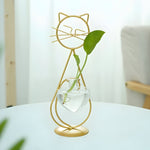 Elegante Herzvase mit Katzenhalter - Hydroponisches Glasdesign