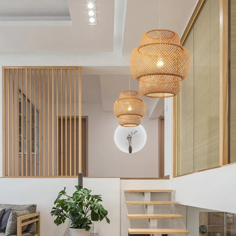 Bambuslampe im handgeknüpften chinesischen Stil