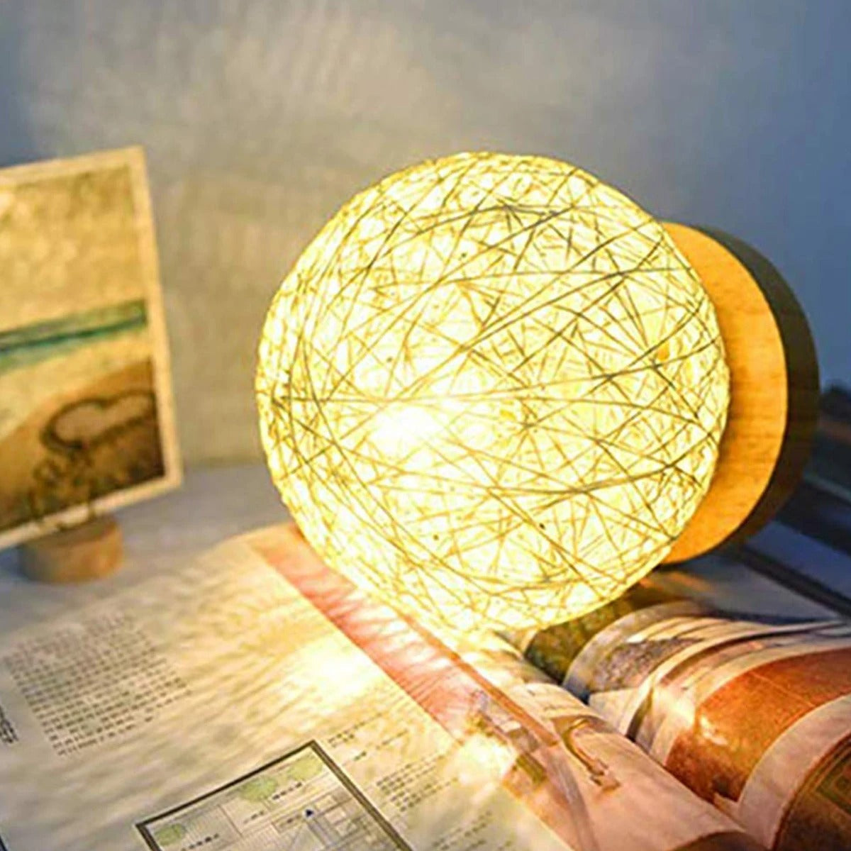 Stilvolle Rattan-Tischlampe mit Dimmfunktion - 30 cm