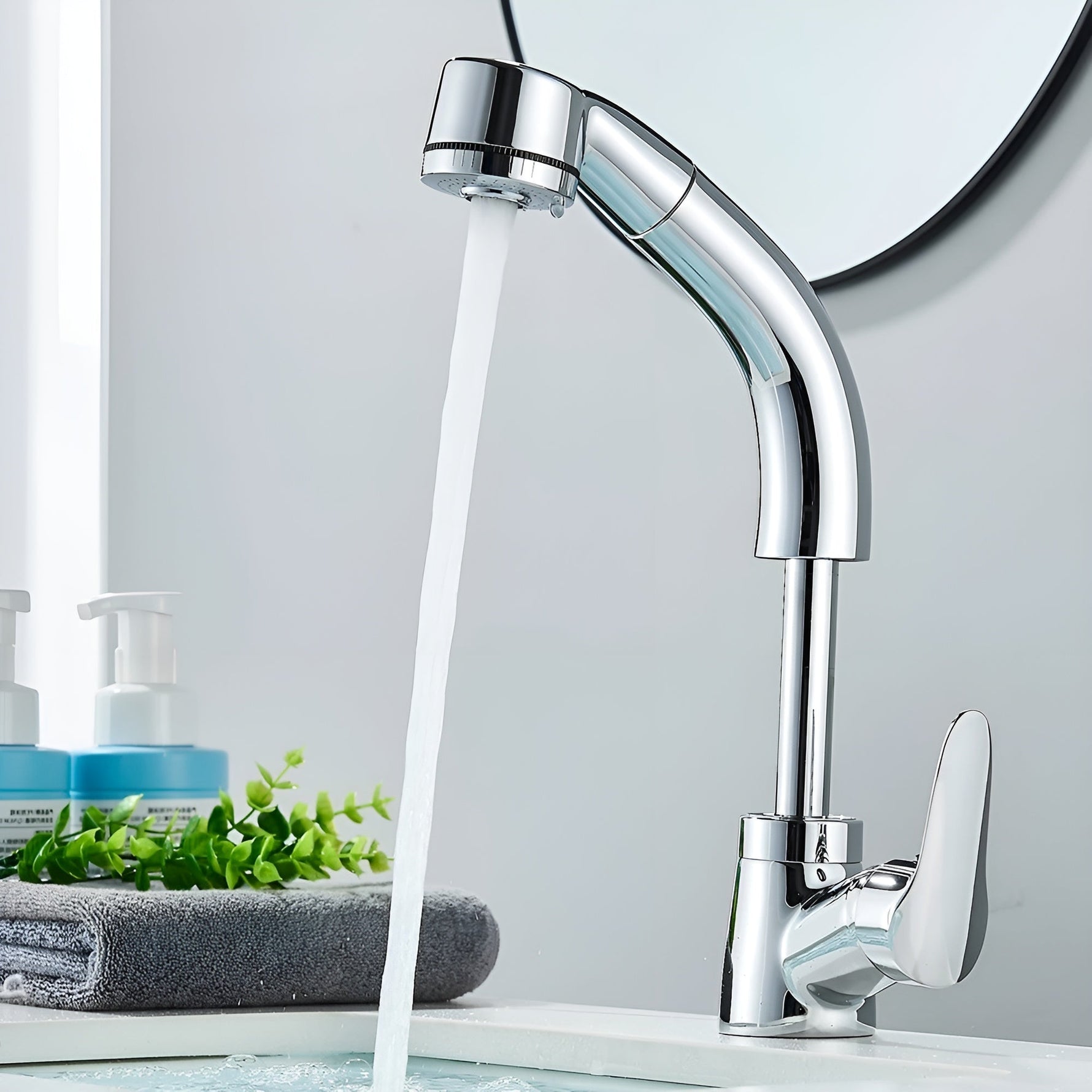 Eleganter Waschbeckenarmatur mit ausziehbarem Sprühkopf – Erweitertes Design