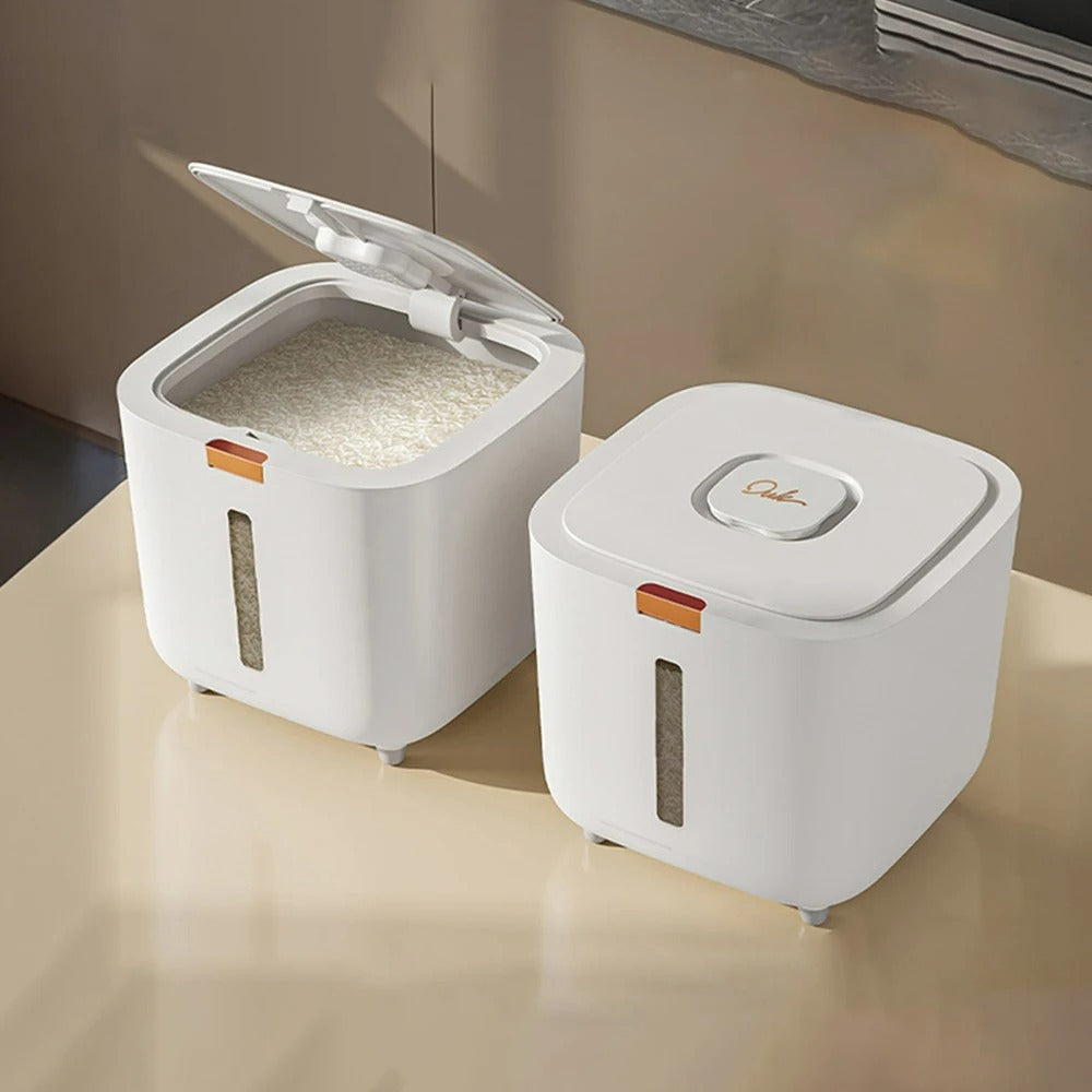 Luftdichte Aufbewahrungsbox mit Messbecher für Reis und Getreide (5 oder 10 kg)