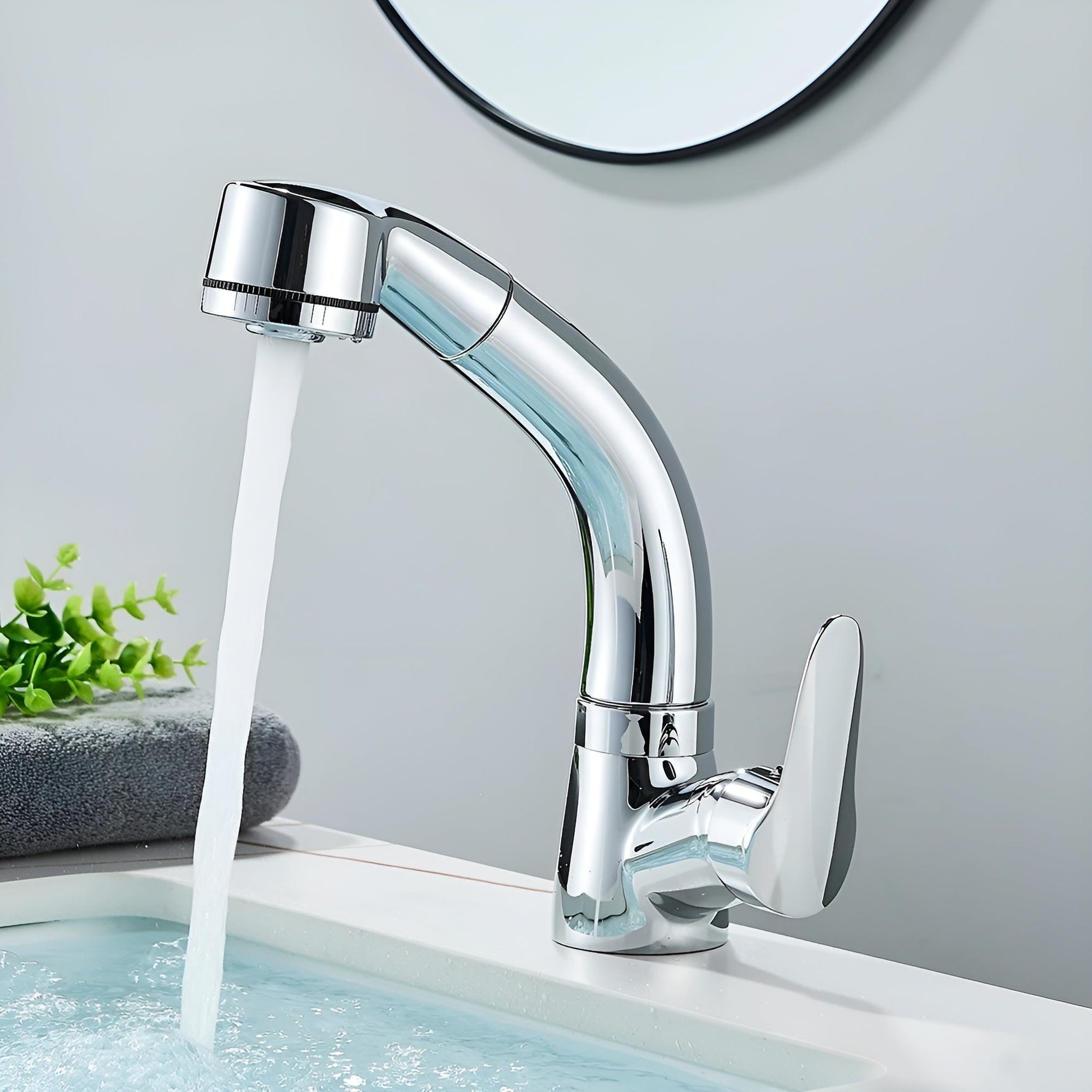 Eleganter Waschbeckenarmatur mit ausziehbarem Sprühkopf – Erweitertes Design