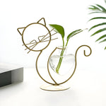 Elegante Herzvase mit Katzenhalter - Hydroponisches Glasdesign