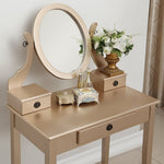 Makeup-Tisch mit Spiegel und gepolstertem Hocker