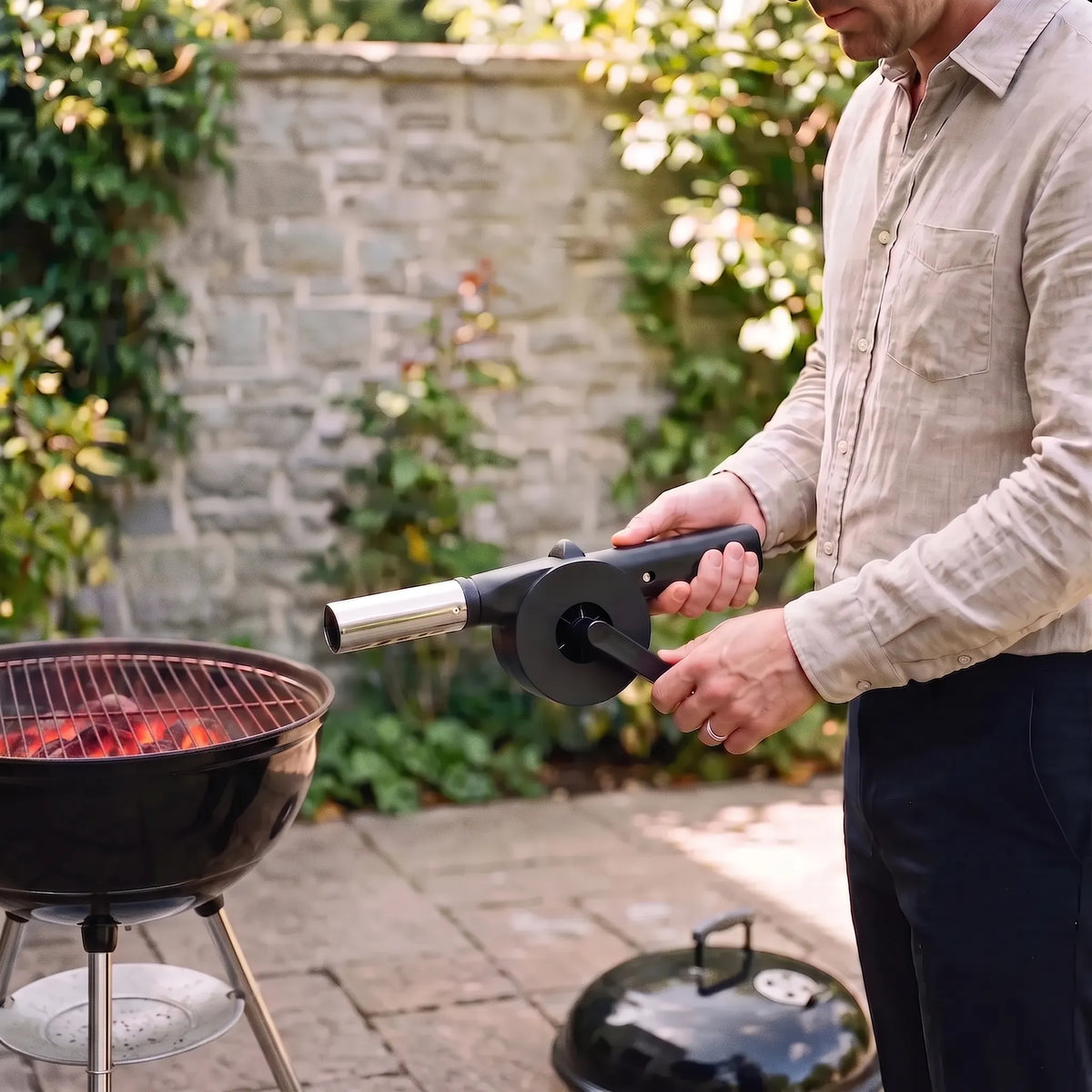 Portable Handheld BBQ Fan for Grilling and Campfire Use