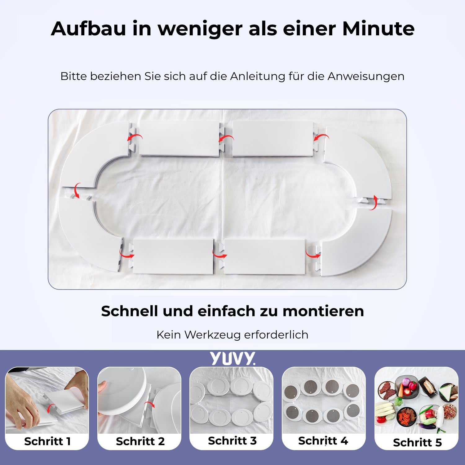 Drehbares Servier-Set für den Esstisch – 8 rutschfeste Platten