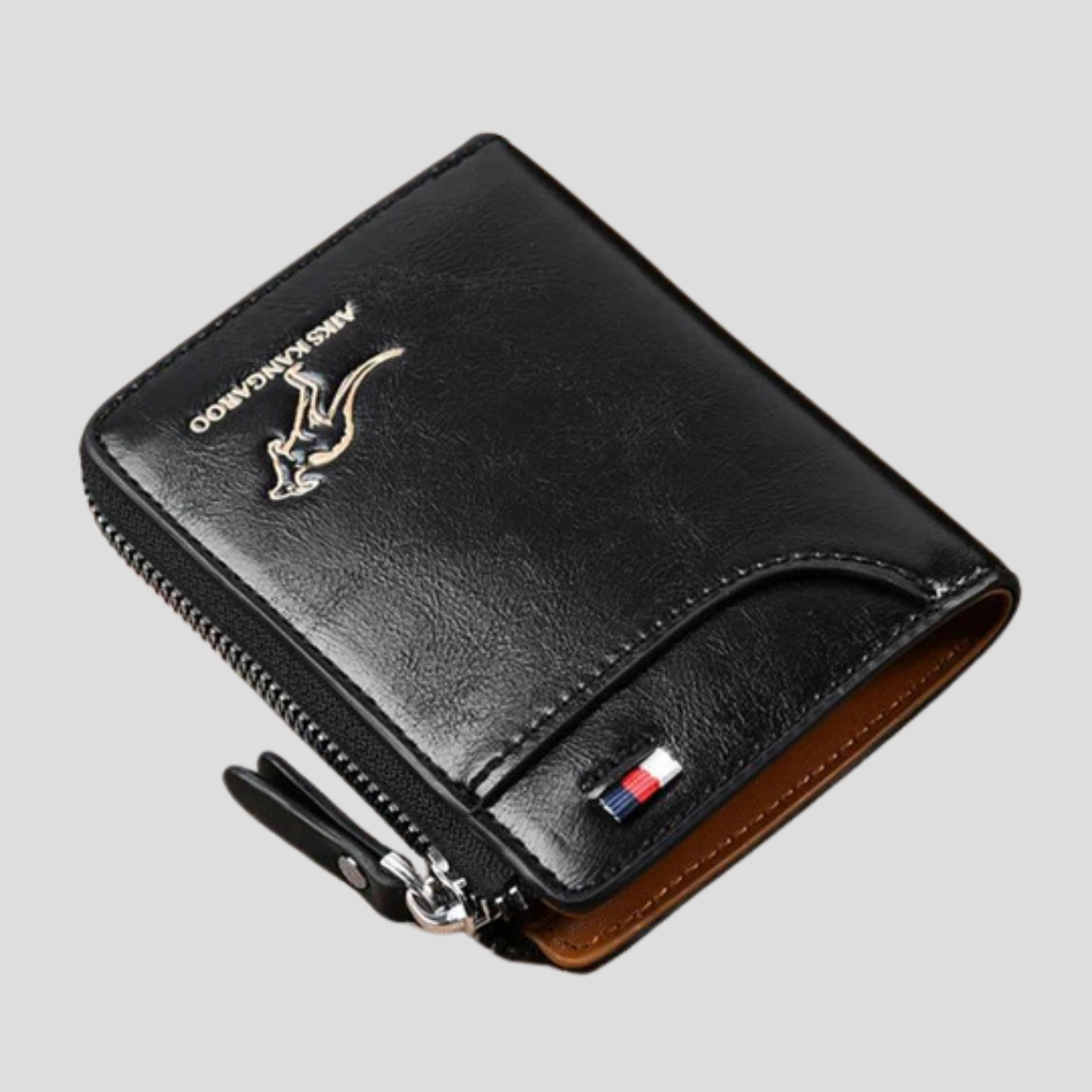 RFID-Blocking Bifold Wallet for Men with Zip-Around Closure