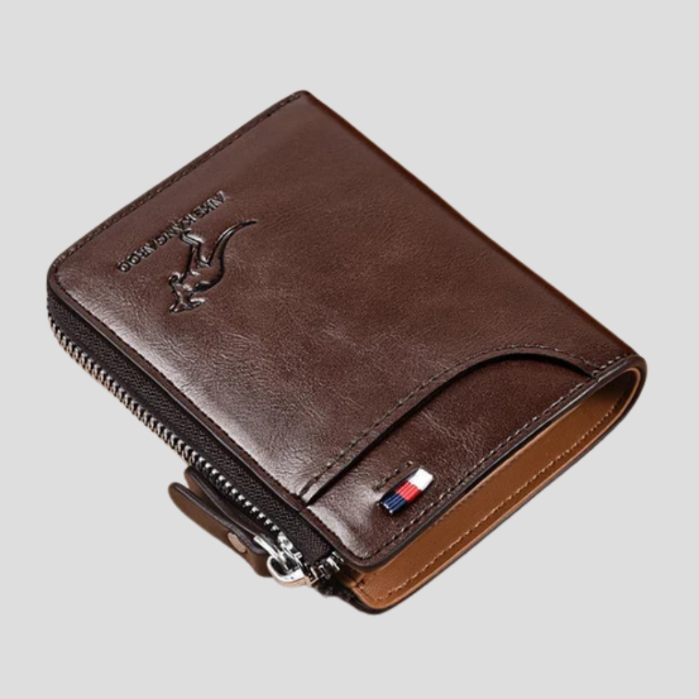 RFID-Blocking Bifold Wallet for Men with Zip-Around Closure
