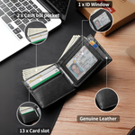 RFID Blocking Bifold Wallet for Men - Genuine Leather Design