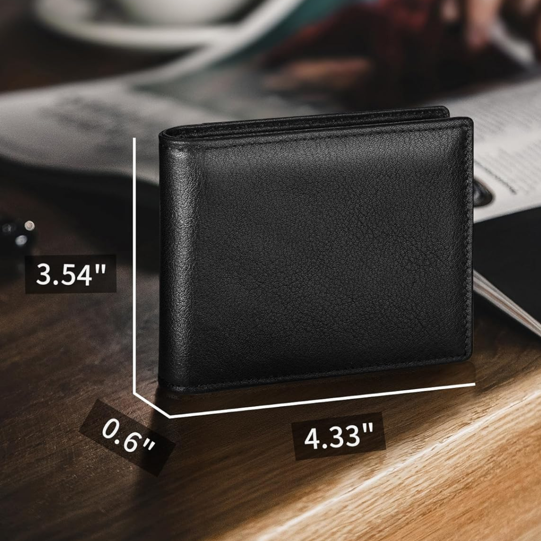 RFID Blocking Bifold Wallet for Men - Genuine Leather Design