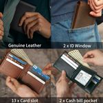 RFID Blocking Bifold Wallet for Men - Genuine Leather Design
