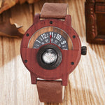 Compass Watch for Men with Leather and Wooden Design