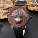 Compass Watch for Men with Leather and Wooden Design