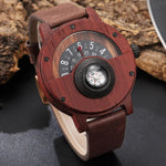 Compass Watch for Men with Leather and Wooden Design