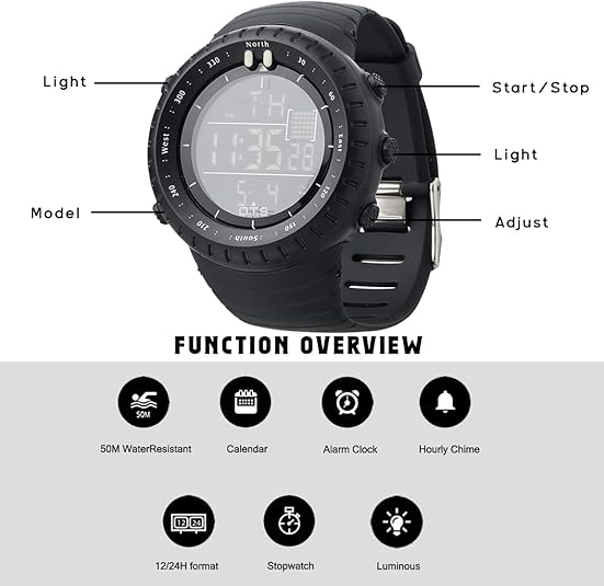 Digital Sports Watch for Men - Waterproof and Long-lasting