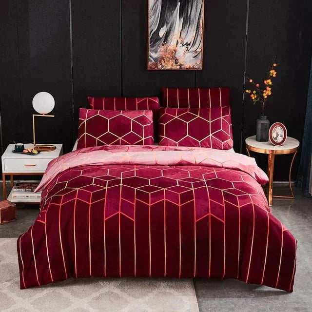 Stylish Duvet Cover with Geometric Design – Breathable & Cooling