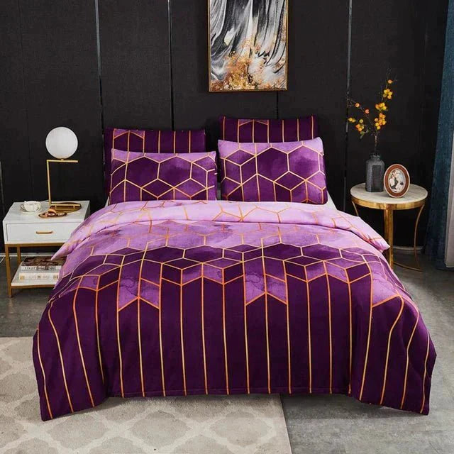Stylish Duvet Cover with Geometric Design – Breathable & Cooling