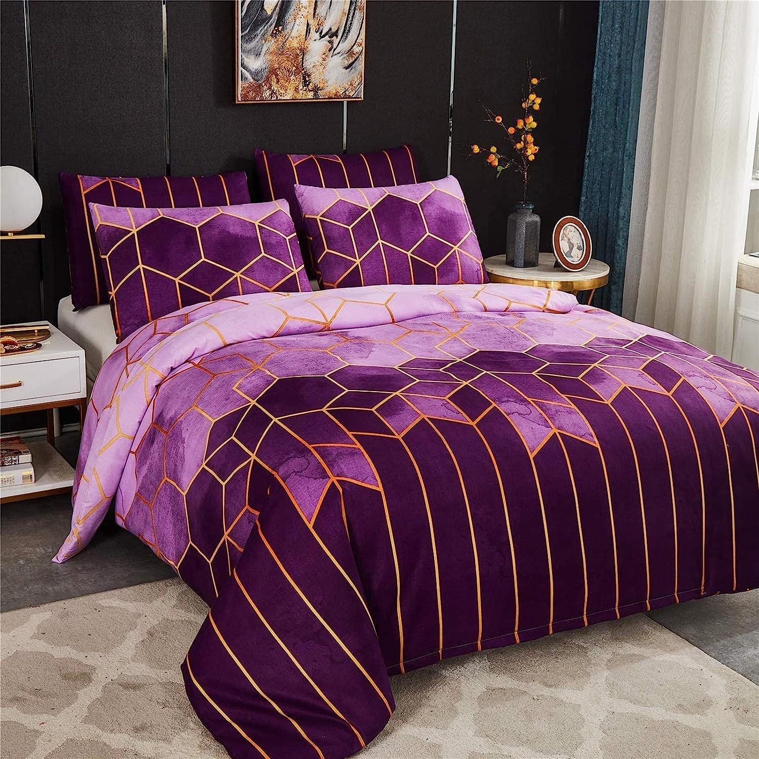 Stylish Duvet Cover with Geometric Design – Breathable & Cooling