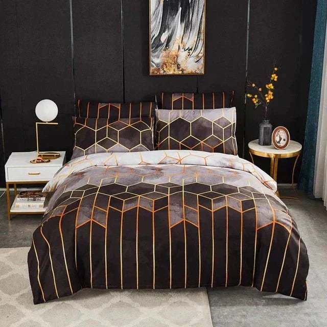Stylish Duvet Cover with Geometric Design – Breathable & Cooling