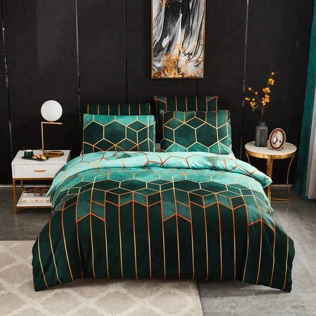 Stylish Duvet Cover with Geometric Design – Breathable & Cooling
