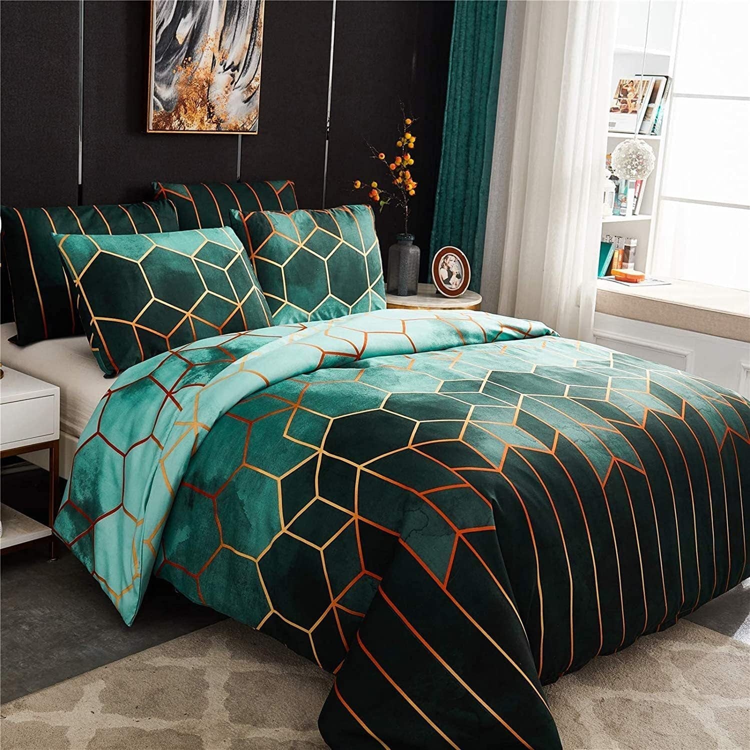 Stylish Duvet Cover with Geometric Design – Breathable & Cooling
